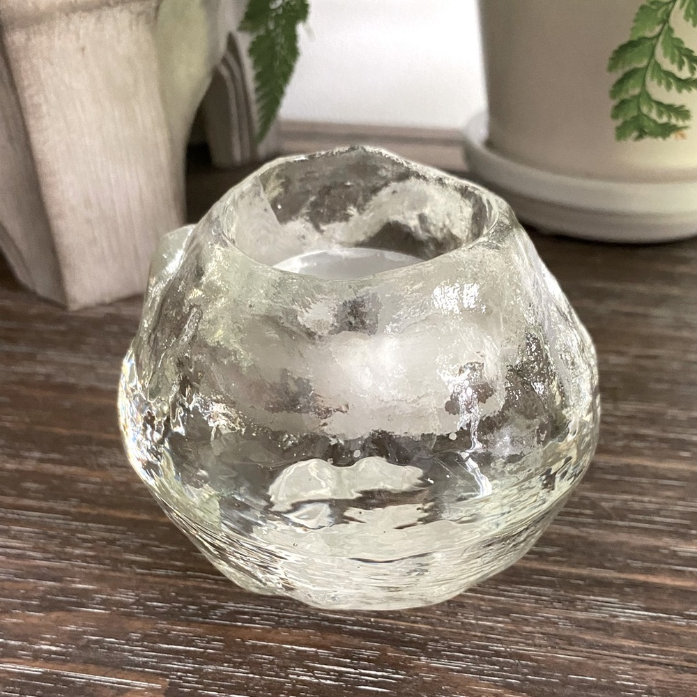 Vintage Kosta Boda Sweden Snowball Votive Candle Holder, MCM Scandinavian Decor